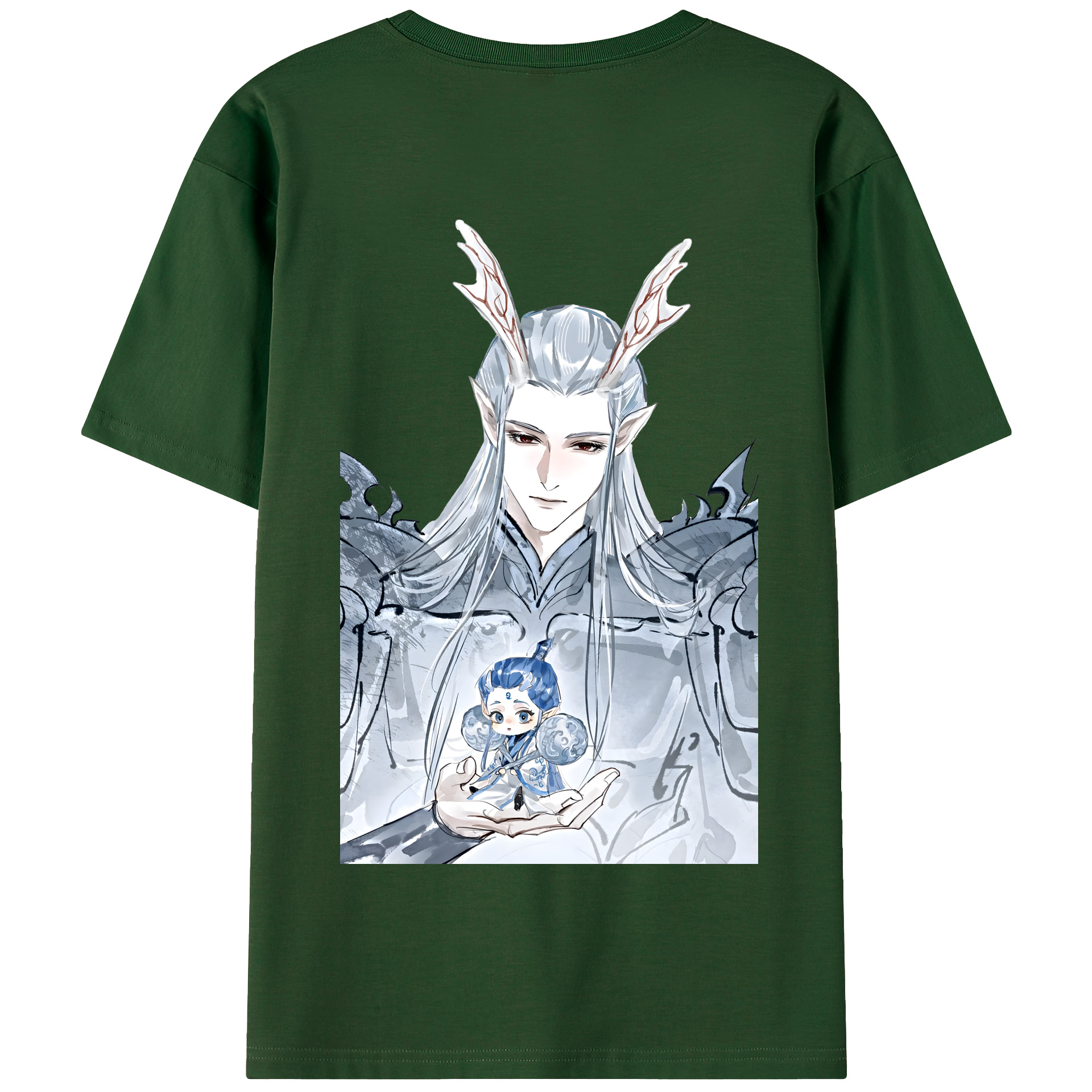 （画像用） Ne Zha 2 ナタ 魔童の大暴れ 綿100％半袖Tシャツ（背面プリント）